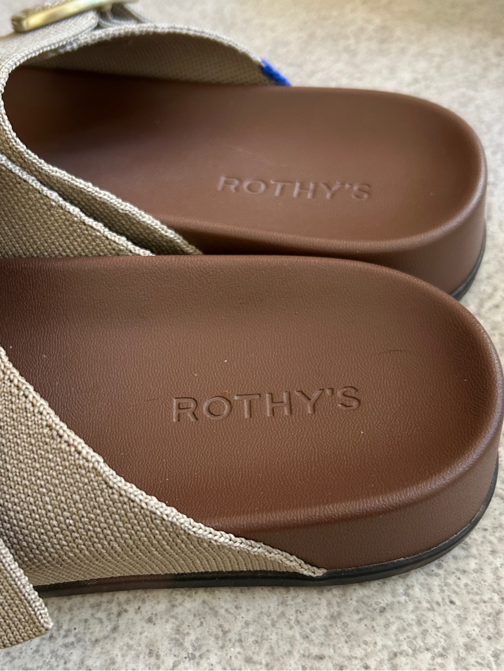 Rothy's Women's Tan Dual-Strap Sandals with Gold Buckles - Picture 4 of 4